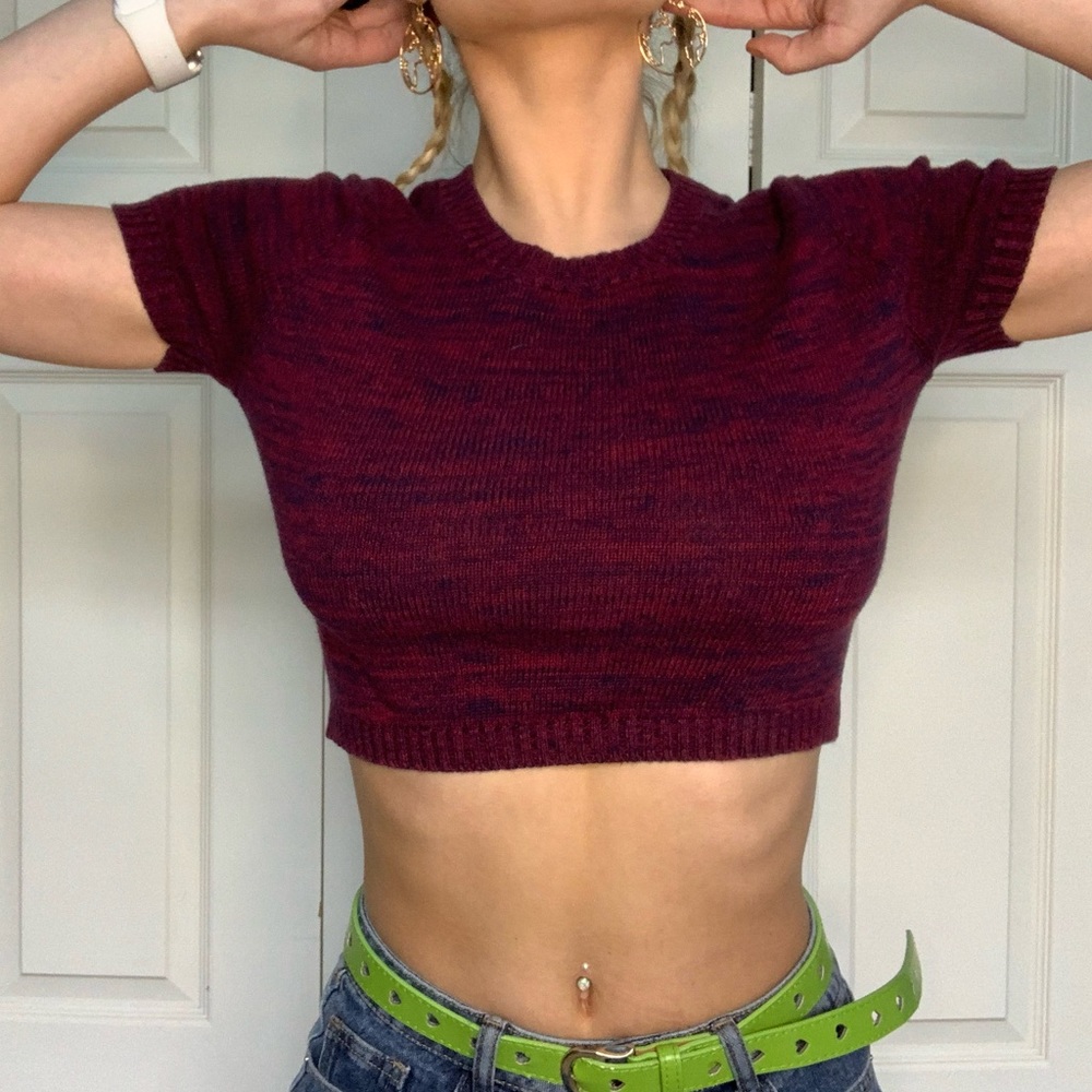Forever 21 Burgundy Sweater Crop Top